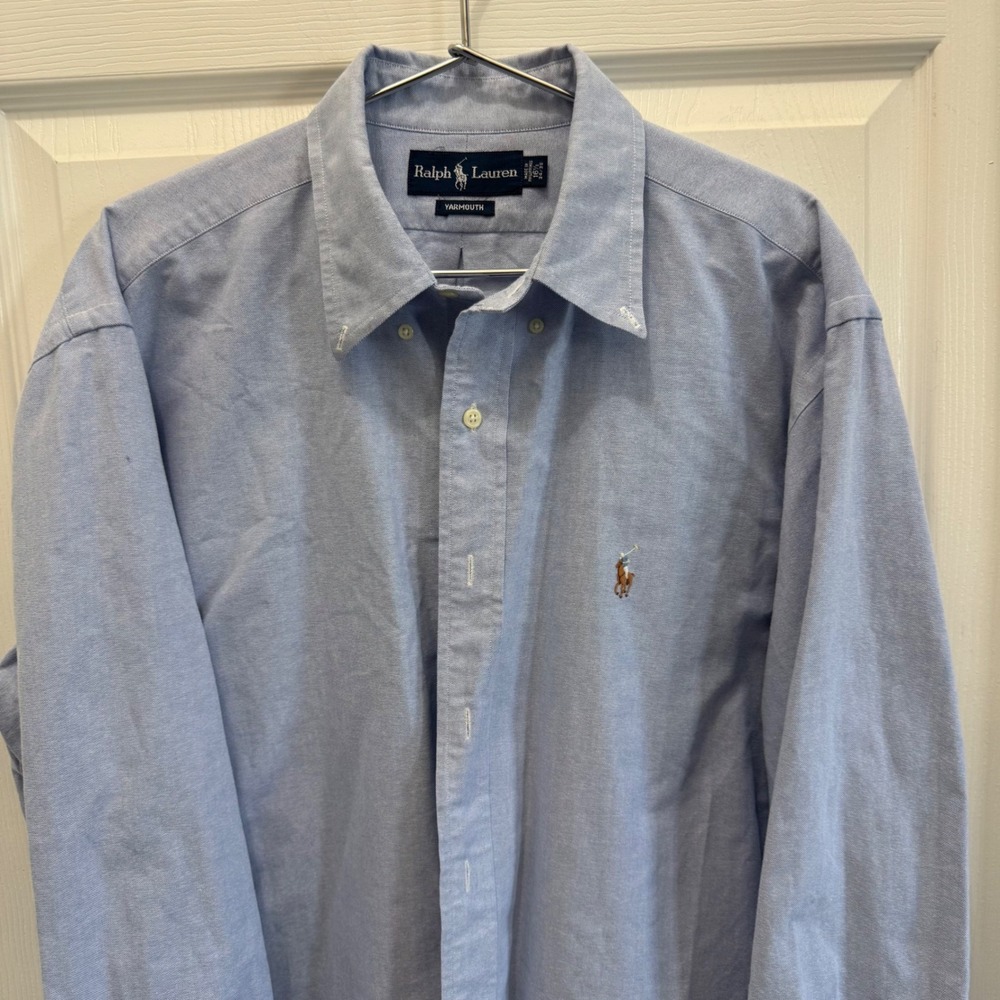 Ralph Lauren Yarmouth Mens Dress Shirt 16.5 34/35 Blue Oxford Button Down Pony